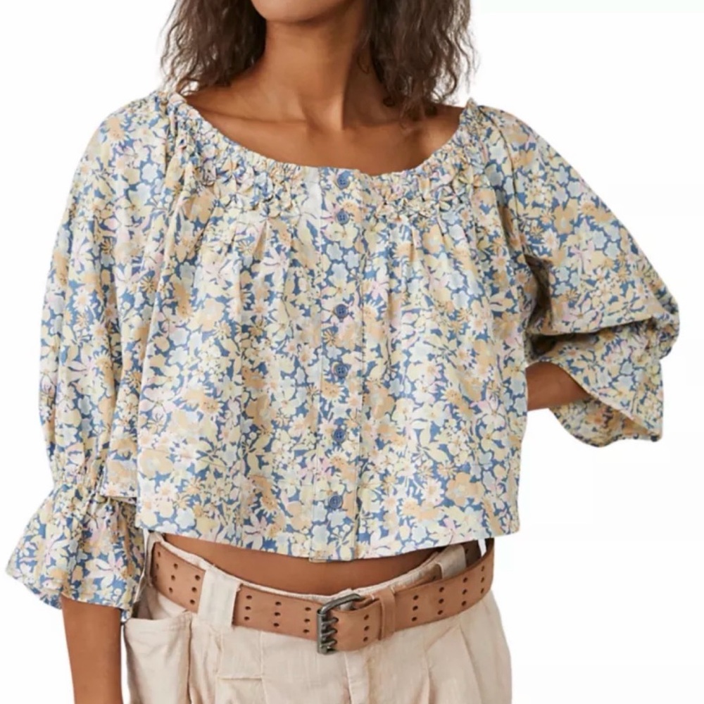 Free people James smocked top Floral Women's Top Multicolor cottagecore